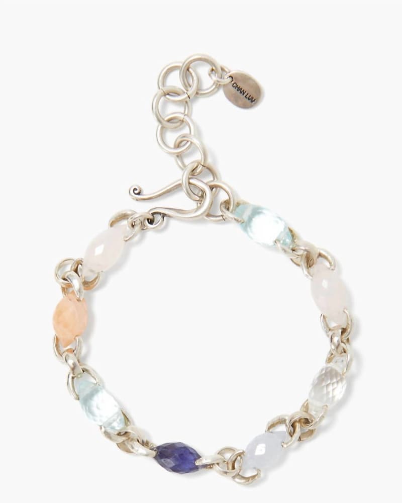 Front of a size O/S Tennis Bracelet in Rose Quartz in Rose Quartz by CHAN LUU. | dia_product_style_image_id:331384